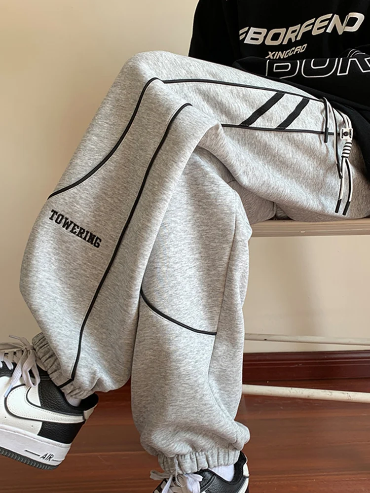 

Autumnal Men's ey Floral Sweatpants Youth Faion Oversize Spor Trousers Nine-Piece Low Waist American Sle Polyester Co...