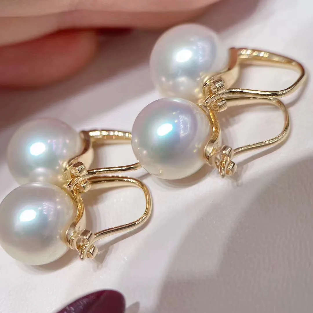 Natural pearl earrings, ear loops, ear buckles, large particles AAAA 12-13mm, Japanese round pearl earrings 925s