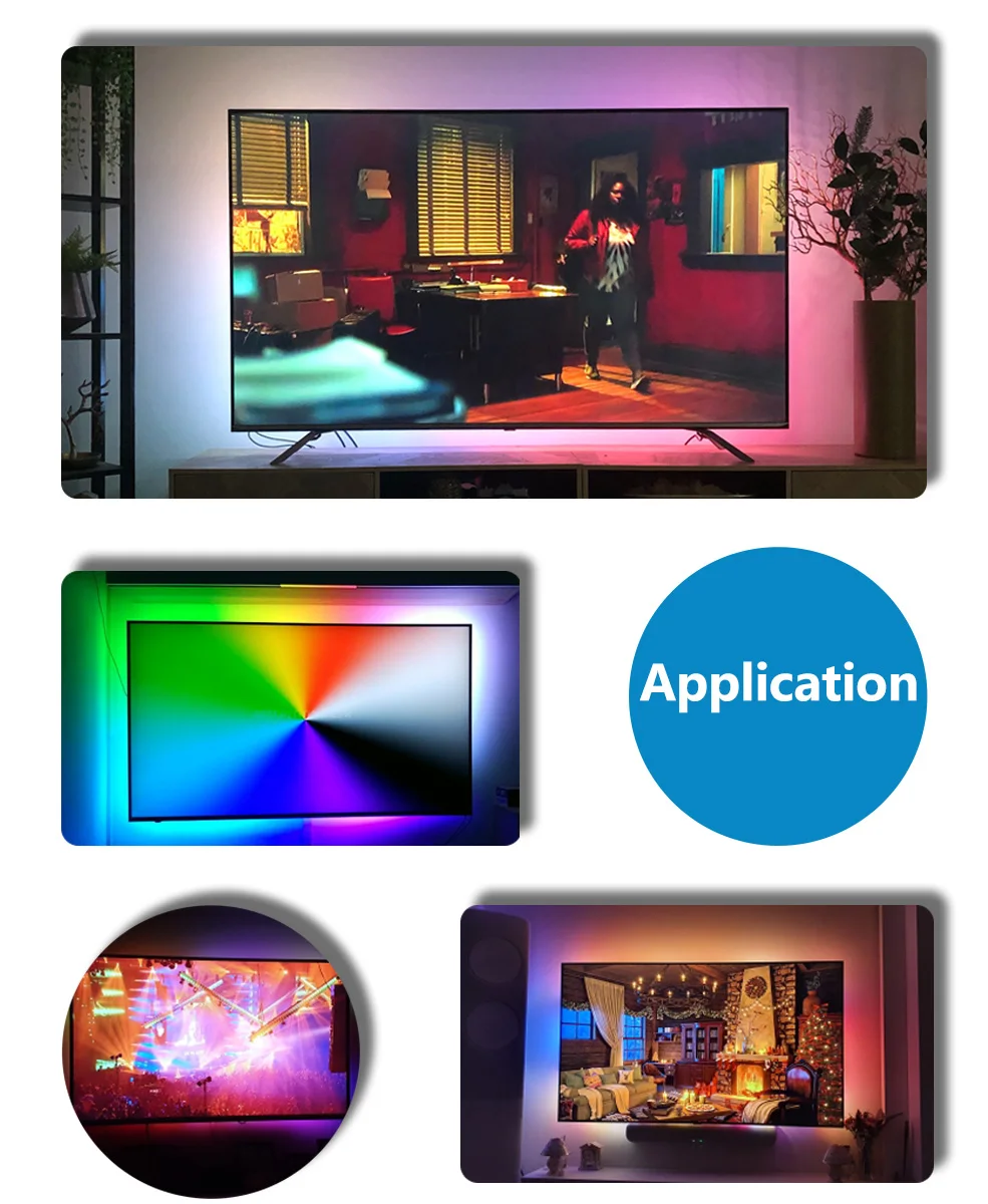 Ambient TV USB RGB Backlight Tuya Smart LED Light Strips Sync With Screen Compatible with Alexa/Google Assistant/TVs Box