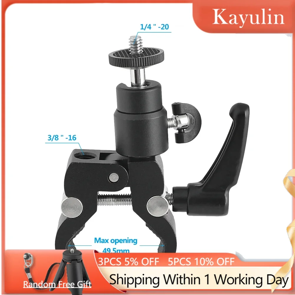 Kayulin Super Clamp Crab morsetto staffa con Clip per telefono cellulare con montaggio a testa a sfera per smartphone cellulare