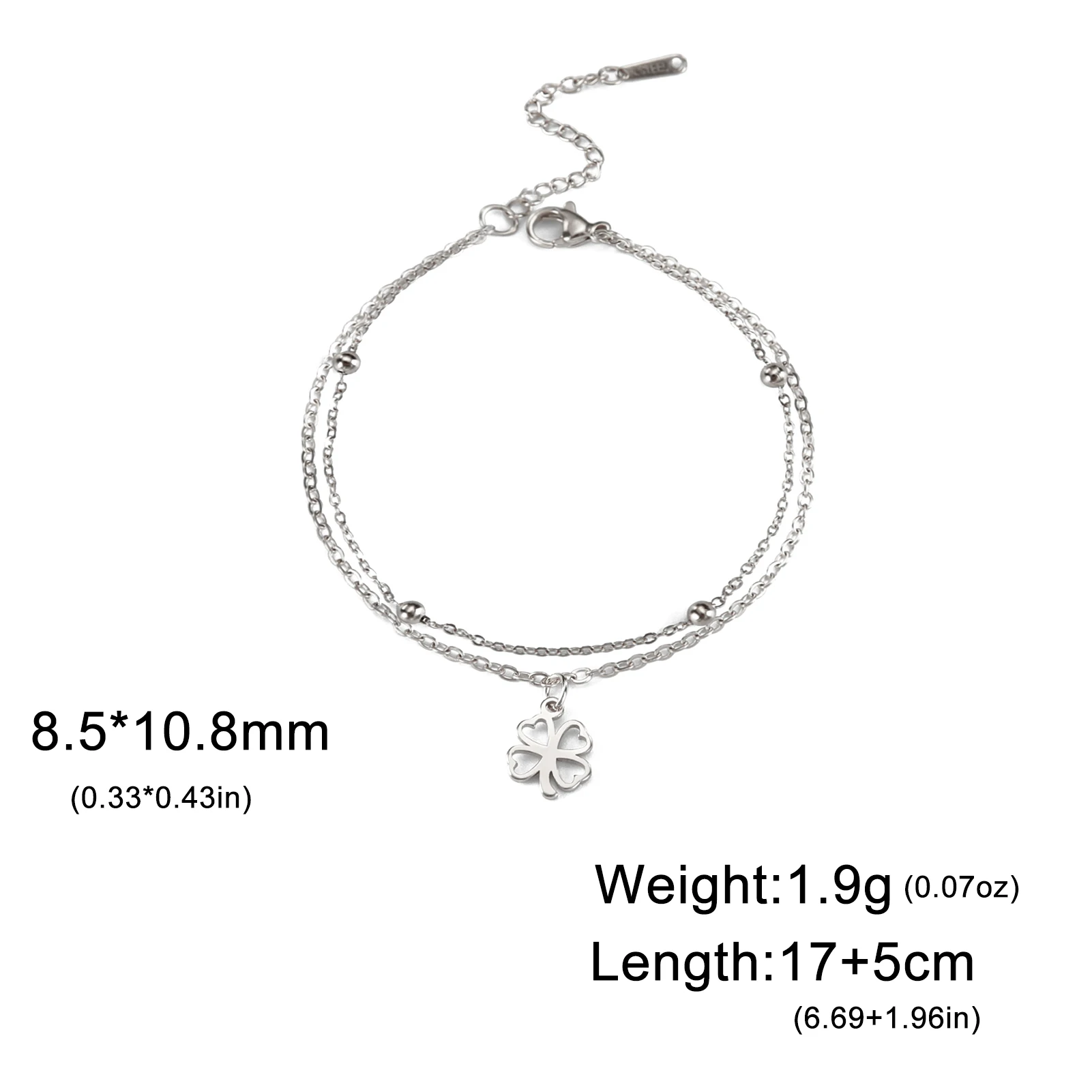 Cazador Klavertje Vier Armband voor Vrouwen Roestvrij Staal Geluk Sieraden Dubbele Ketting Armband bij de hand Verjaardagscadeau 2024 Nieuw - afbeelding 1