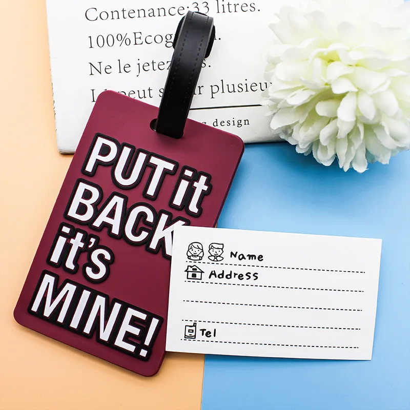 

Женские и мужские праздничные дорожные аксессуары, бирки для чемодана, идентификатор, адресная этикетка, этикетка для багажа, новая дорожная бирка для багажа из ПВХ с буквенным принтом