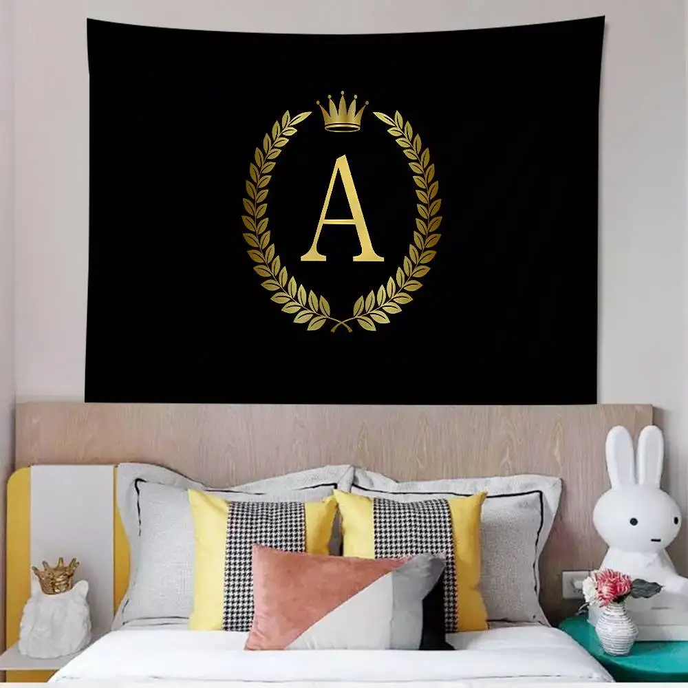 Black Golden Crown Letter Game Colorful Tapestry Wall Hanging Bohemian Wall Tapestries Mandala Wall Art Decor