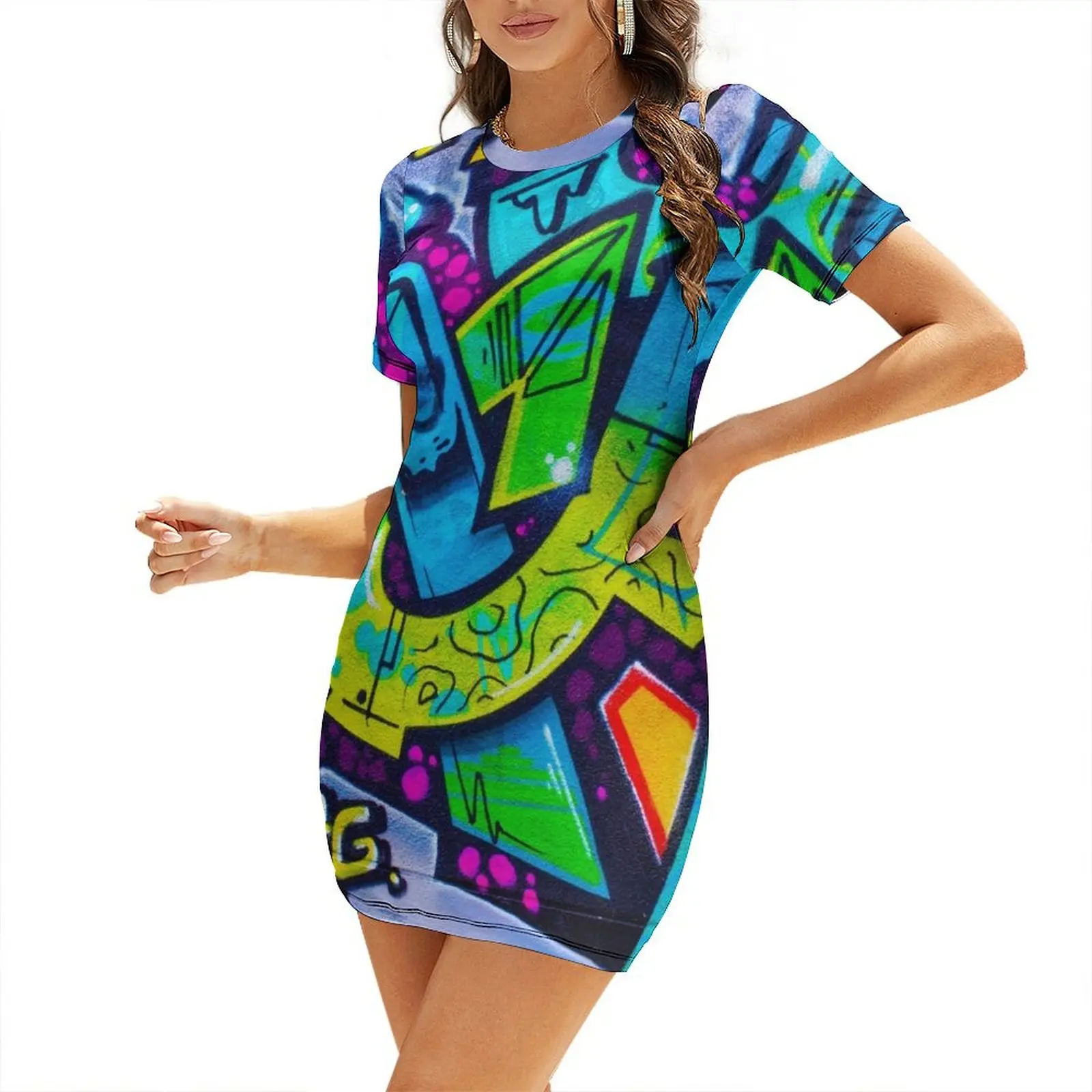 

Street art Short Sleeved Dress women long dresses long dress women