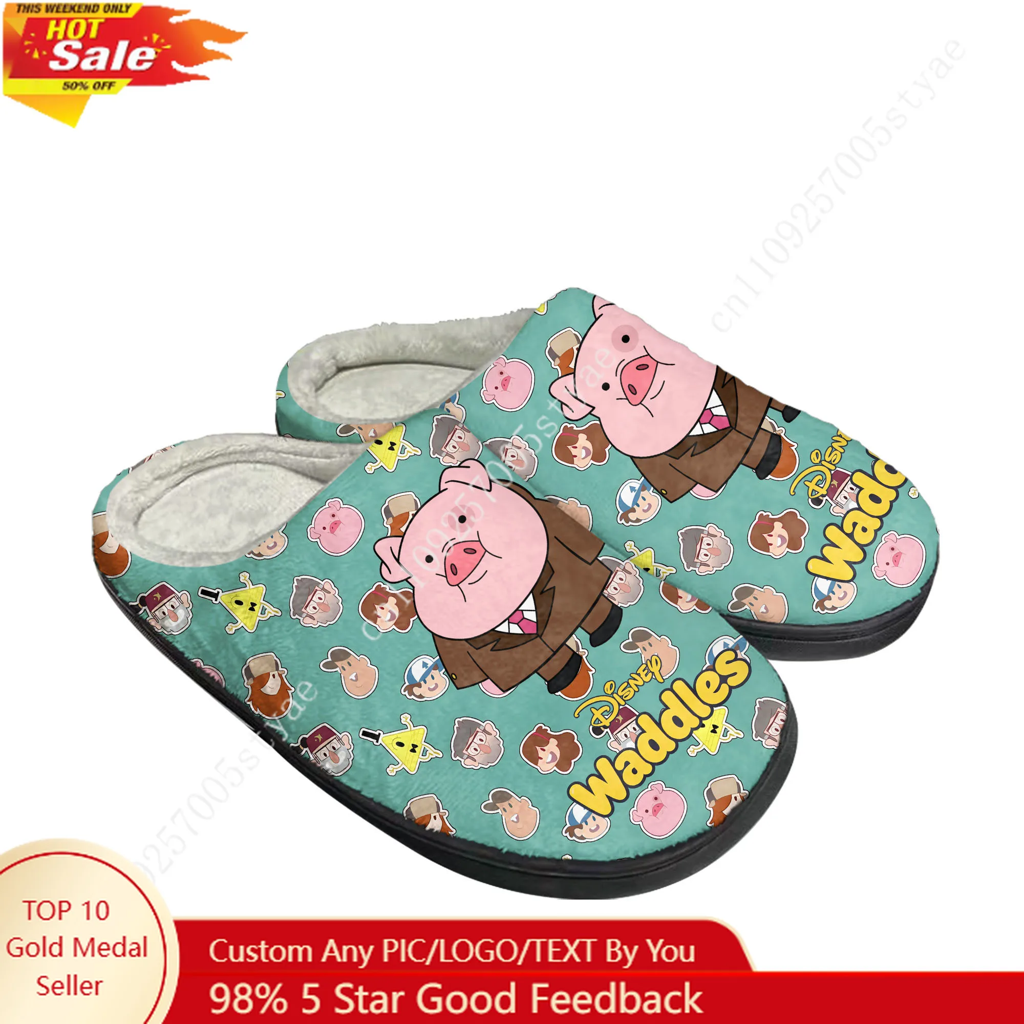 

Waddles Cotton Slippers Disney Cartoon Decorate Plush Indoor Shoes Design Your Party Holiday Gifts Custom Shoe