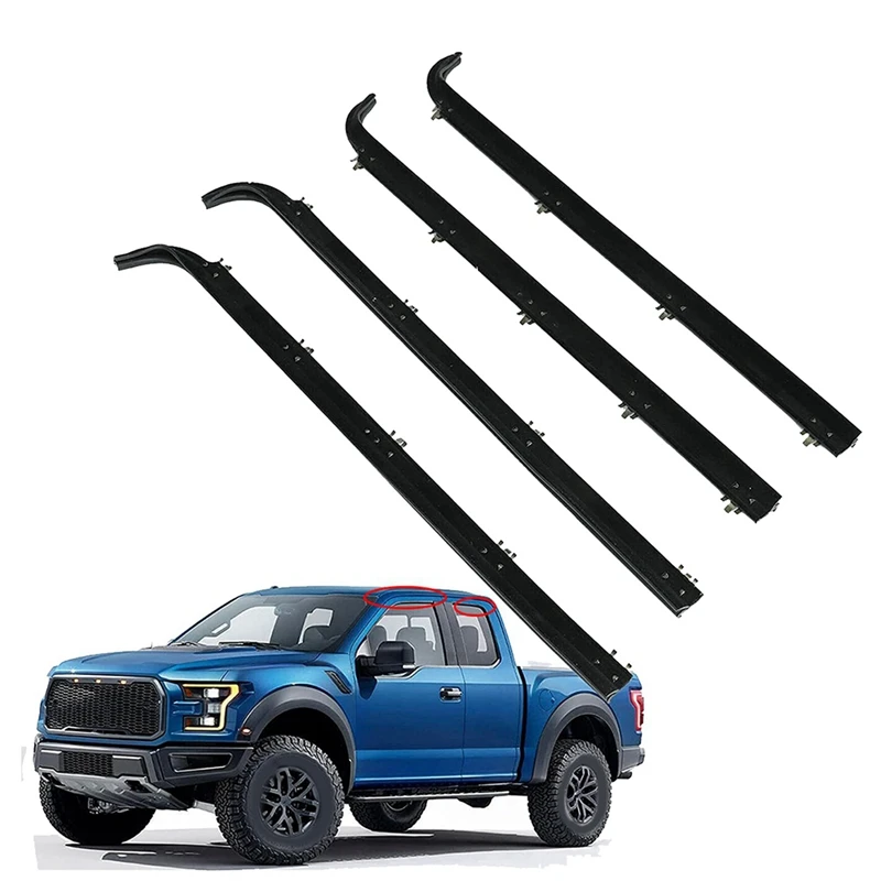 4 szt. Wewnętrzny pas uszczelniający drzwi samochodu do szyb Weatherstrip zestaw F2TZ1521457A E7TZ1521453A do Ford F150 F250 F350 1987-1997