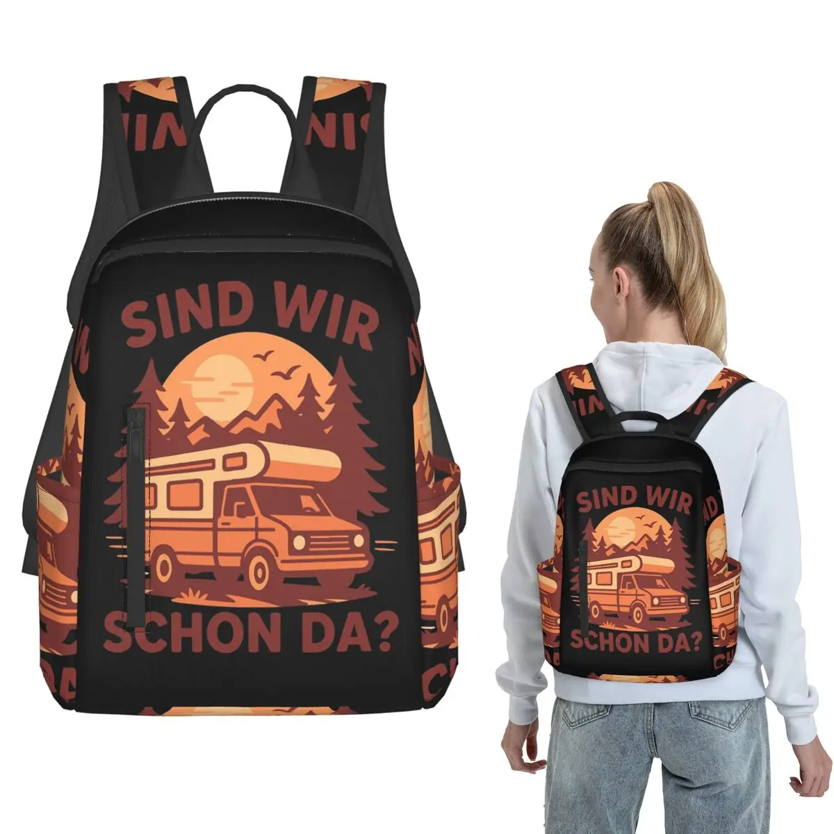 

Are We There Yet Camping Camper Motorhome Backpack Daypack Boys Girls BookBag School Bag Shoulder Bags for Men Women