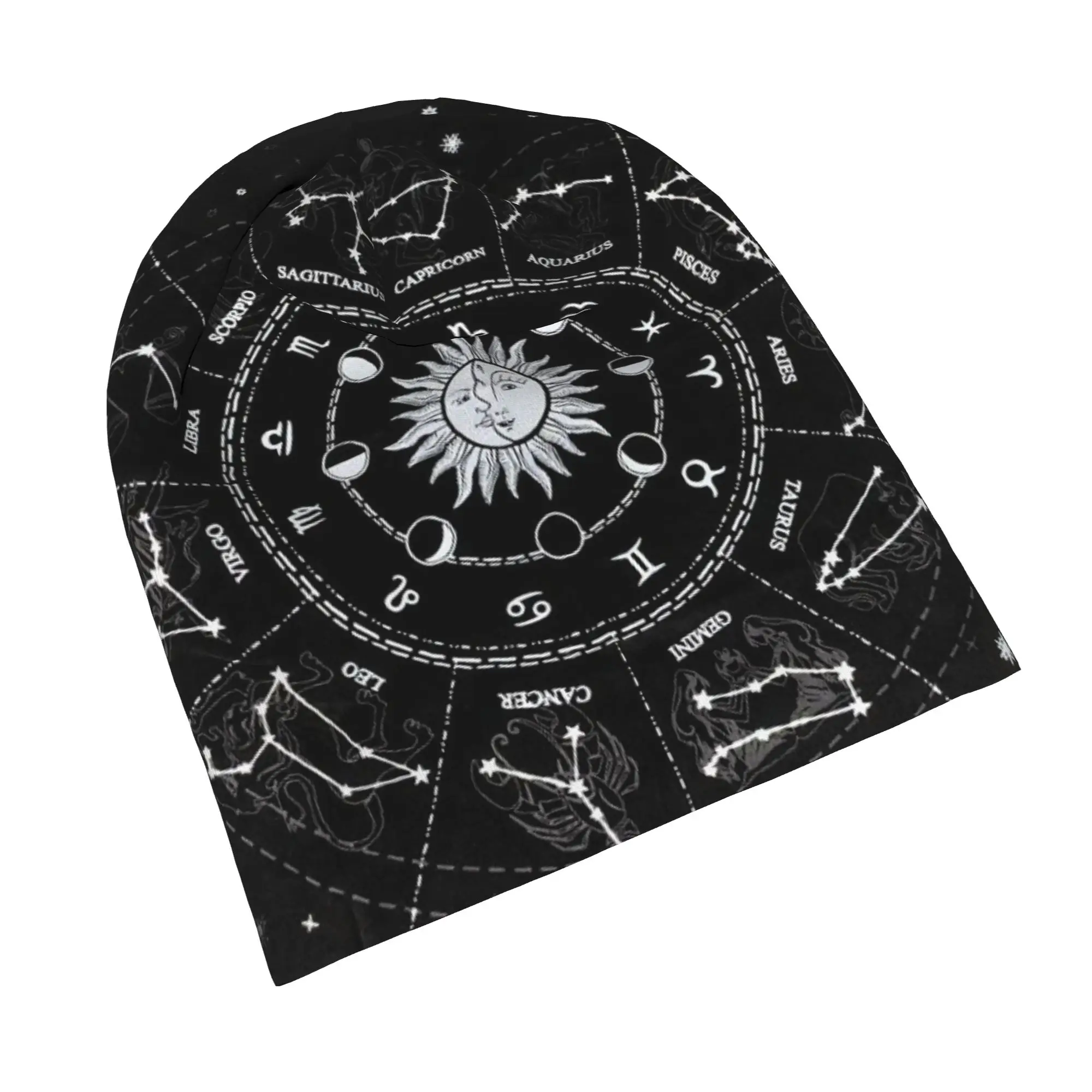 Ouija Board Mystical Bonnet Hats Outdoor Constellation Sun and moon Lunar eclipse Skullies Beanies Hat Unisex Warm Dual-use Caps