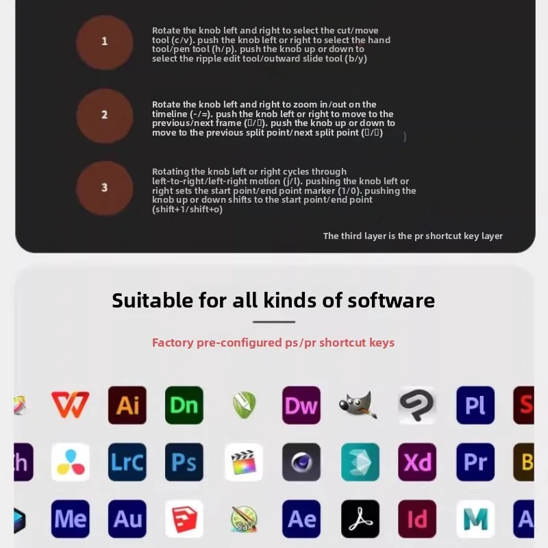 DOIO KB3X-03 Programmeerbare toetsenbordwerkbank 6 toetsen 3 knoppen PS/PR Snelkoppeling Bediening Combinatiesleutel RGB Aangepast kantoortoetsenbord