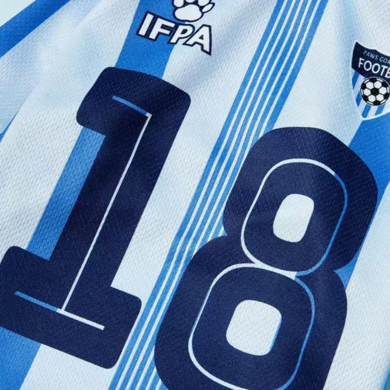 1pc Pet Cat/Dog #18 Jersey, Blue Stripe Letter Print, Fashionable Casual Sports Style, Comfortable Dog Shirt