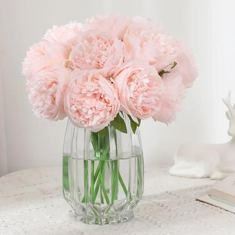 Plantas artificiales de flores de peonía secas eternas, decoración de alta calidad, florero para decoración del hogar y la sala de estar, Año Nuevo