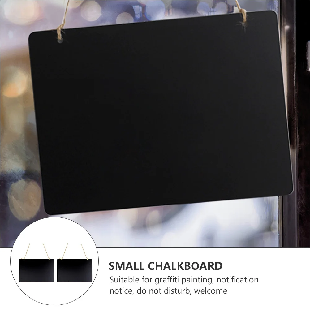 2pcs Wooden Small Mini Double Sided Hanging Chalkboard Lightweight Notice Board for Wall Door Window Display