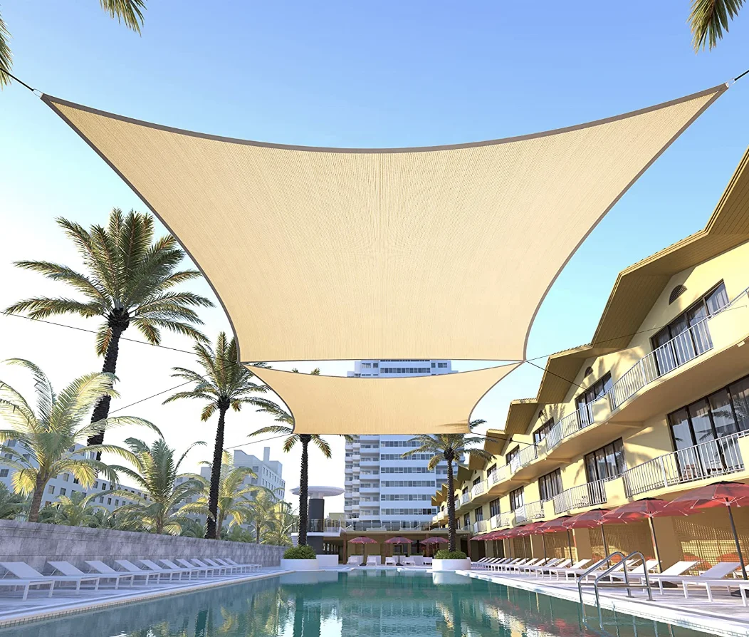 Factory direct sales supply 185GSM 10 * 10 feet sunshade sail beige