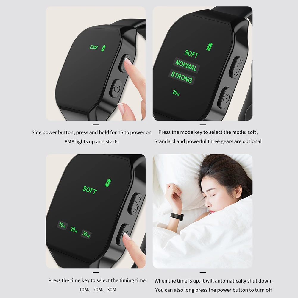 

Electric EMS Sleep Aid Watch Type-C Charging Portable Sleep Aid Watch 3 Modes Smart Sleep Aid Machine Anti-anxiety Therapy Tools