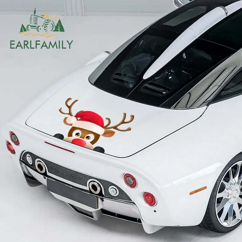 EARLFAMILY 43cm x 30.4cm for Christmas Car Stickers Waterproof Decal Motorcycle Auto Air Conditioner Decals Decoration