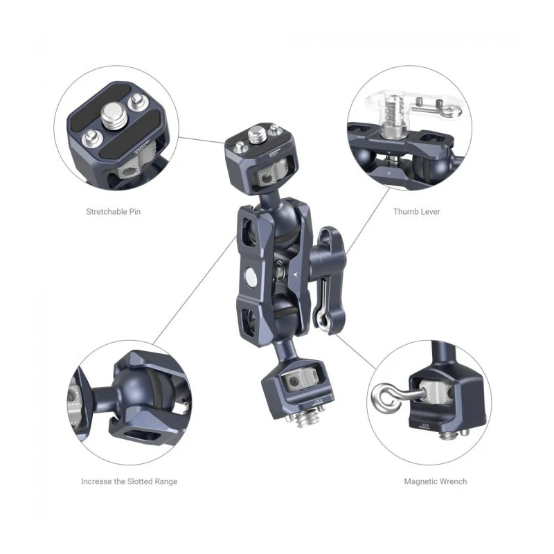 SmallRig Magic Arm with Dual Ball Heads (1/4-20 Screws /1/4-20 Screws and ARRI locating Screw/NATO Clamp) 3873/3874/3875