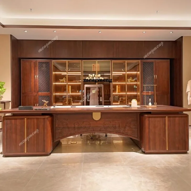 

Best seller New Chinese ash wood boss desk new light luxury long table high sense president table