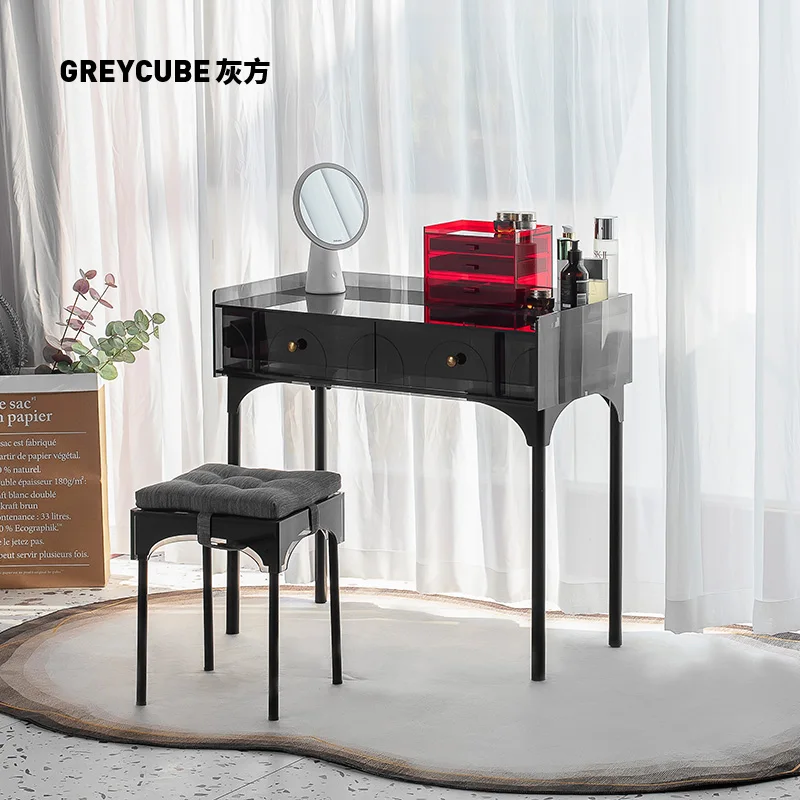 Gray Square Italian Acrylic Dresser Makeup Table Bedroom Small Dressing Table Makeup Table