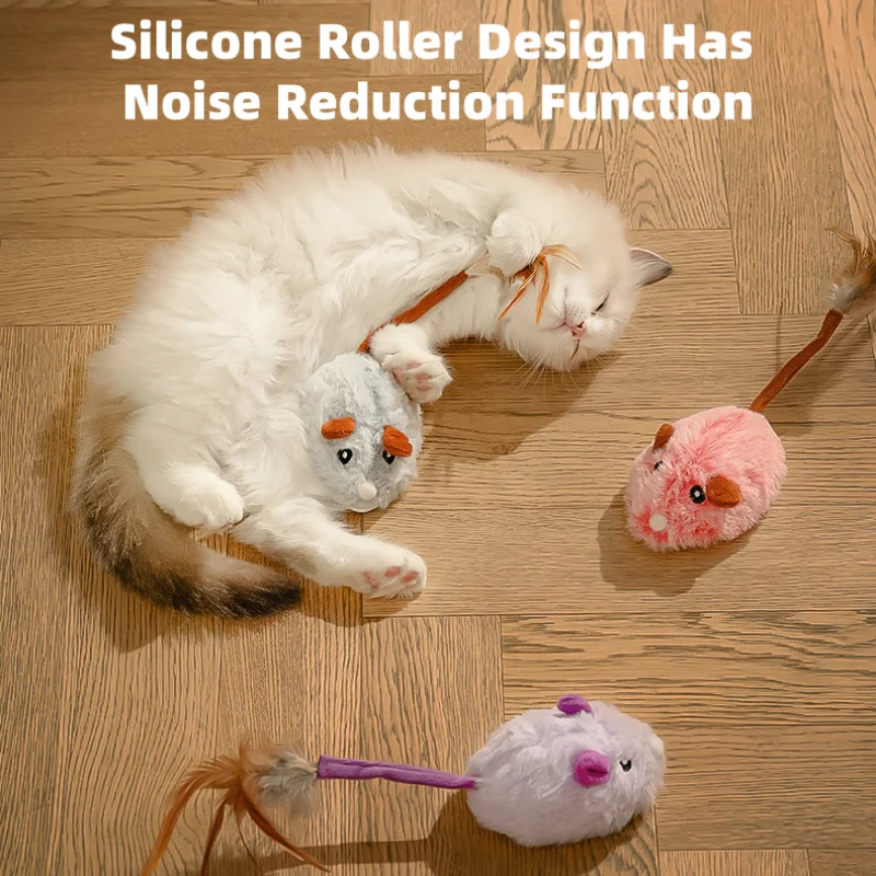 本物のきしむマウス電子音付きインタラクティブ猫おもちゃ、屋内猫用猫おもちゃ、子猫おもちゃ自動猫マウスおもちゃ