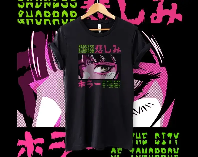 

Japanese Streetwear Tee - Pastel Goth Vaporwave Y2K Harajuku Retro Unisex