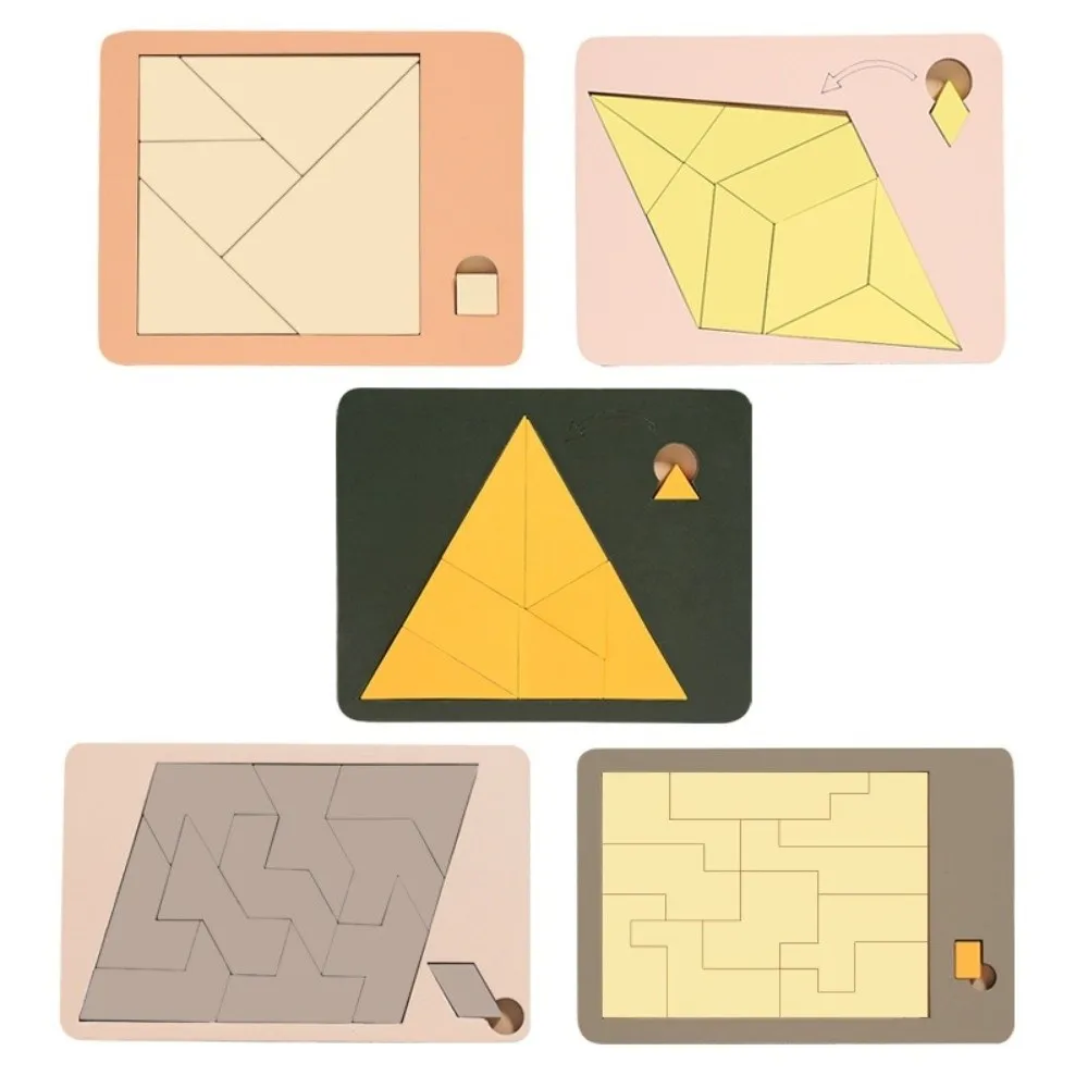 Irregular Shape Triangle Puzzle Colorful Three-Dimensional Wooden Jigsaw Logic Training Montessori Geometric Puzzles