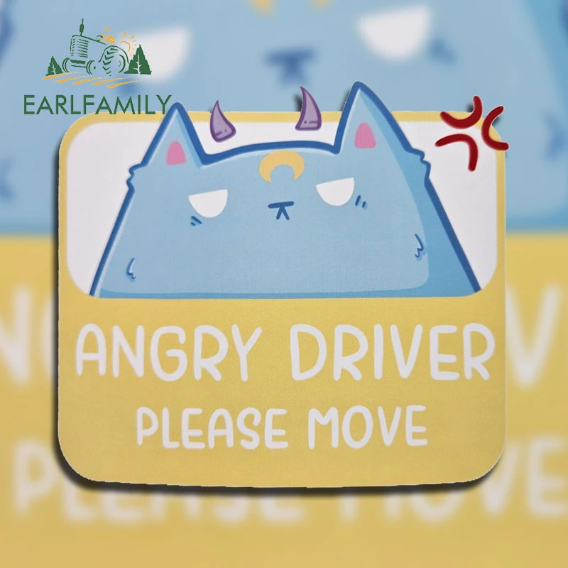 EARLFAMILY 13cm X 11.7cm For Angry Driver Please Move Warning Car Stickers Simple Sunscreen Decals Scratch-Proof Car Label