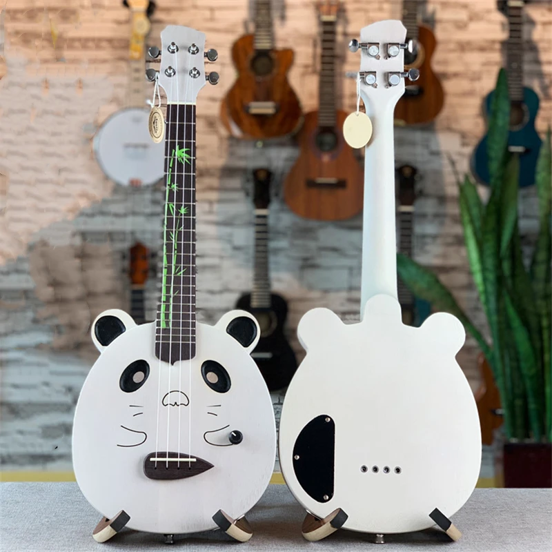 Electric Ukulele 26 Inch Tenor Mahogany Mini Full Solid Silent Panda Ukelele Guitar 4 Strings Guitarra