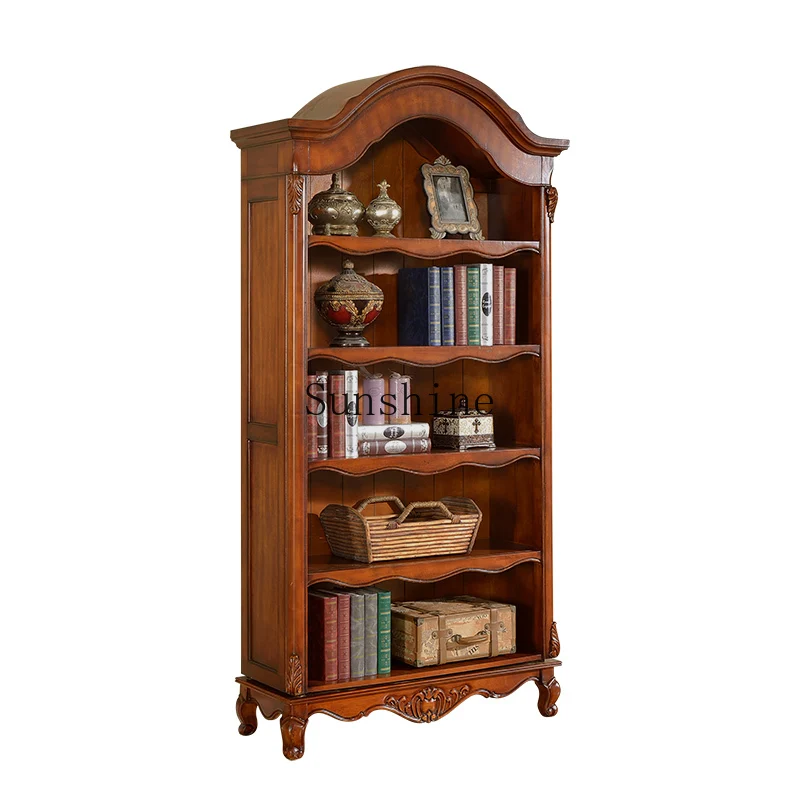 American solid wood European simple and simple doorless multi-functional bookcase combination