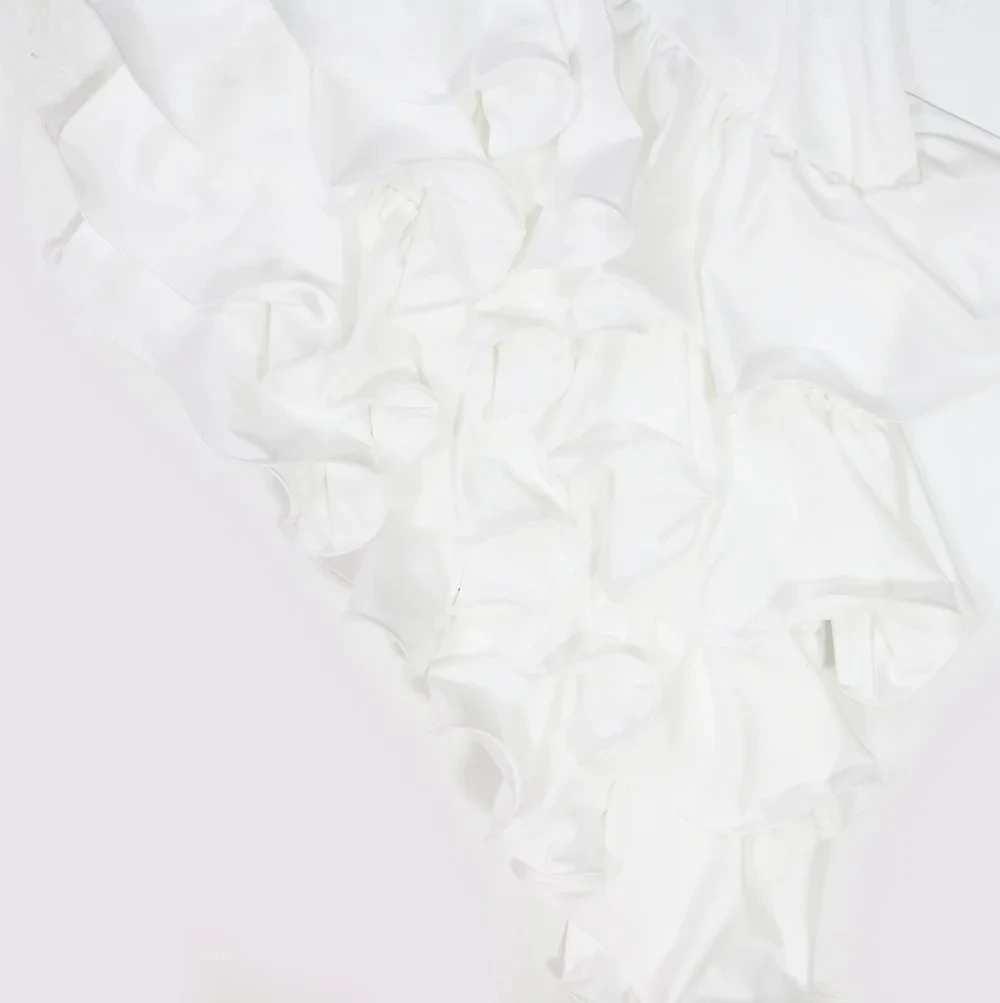 BWQ 여성 캐스 케이 딩 프릴 높은 분할 불규칙 드레스 2025 여름 생일 휴일 나이트 클럽 파티 Vestidos 섹시한 드레스