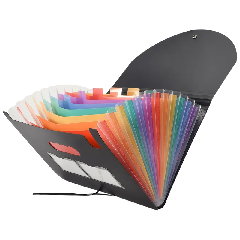 Organisateur de documents, dossier extensible à 13 poches avec sac en filet et étiquette colorée, organisateur de reçus de factures mensuelles 13 format A4