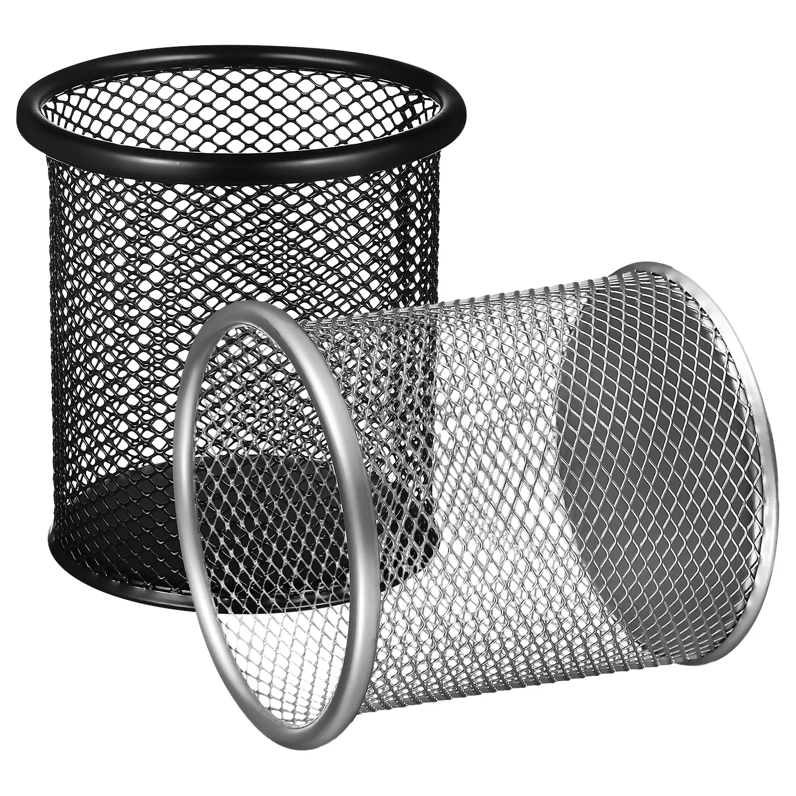 

2Pcs Metal Pen Holder Mesh Pen Organizer Desktop Pencil Cup Makeup Brush Holder Office Desk Storage Bucket Stationery Organizer