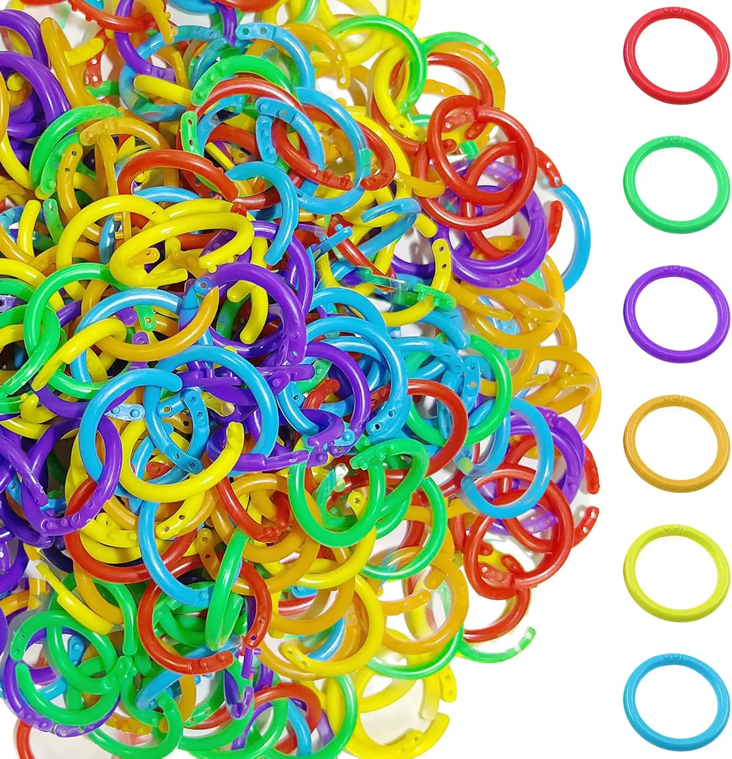 

220PCS Plastic Binder Rings, 20mm Loose Leaf Rings for Crafts, Office, School, 6 Colors