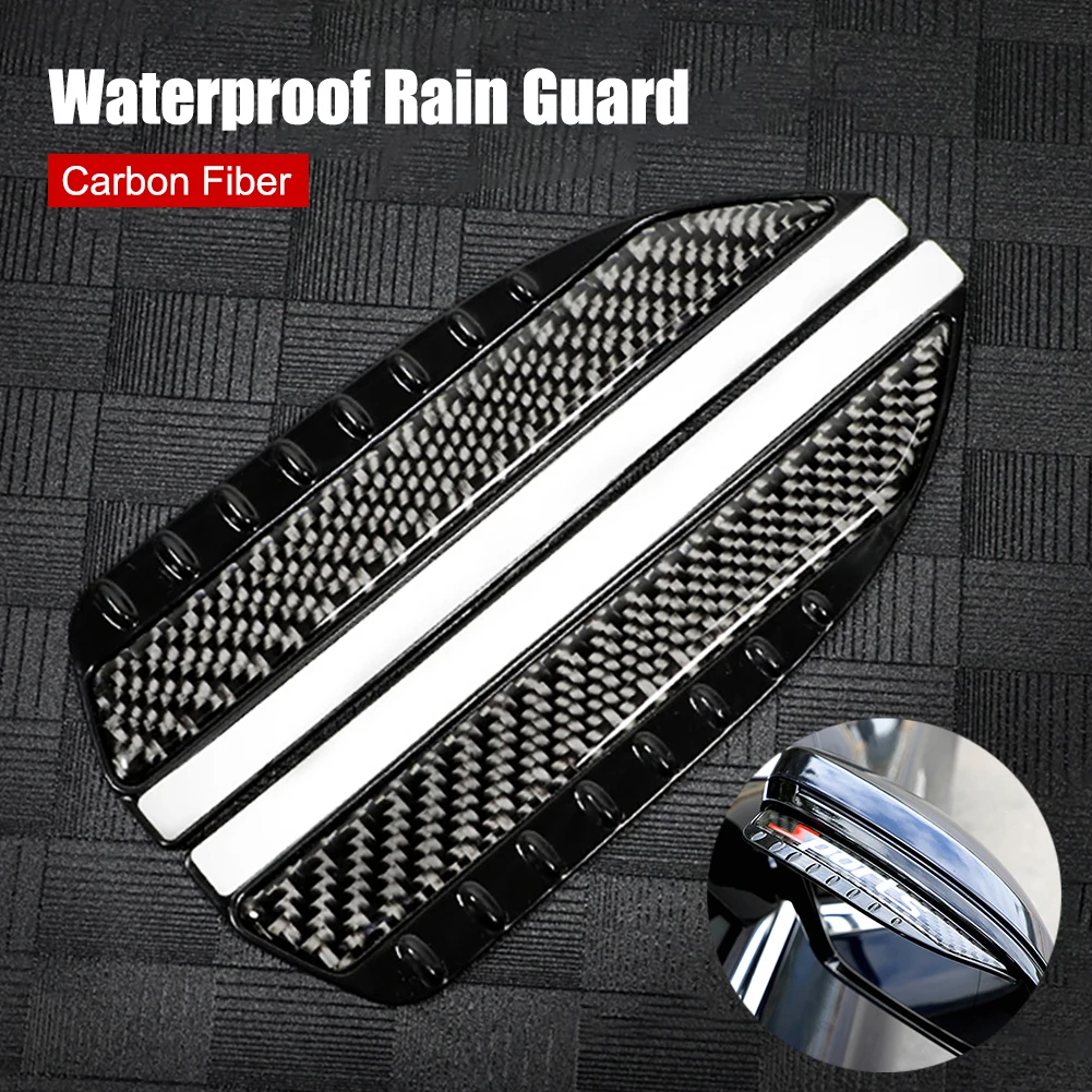 2PCS Universal Car Rearview Mirror Rain Guard Carbon Fiber Mirror Visor Side View Mirror Rain Eyebrow Protector Tucks SUV Covers