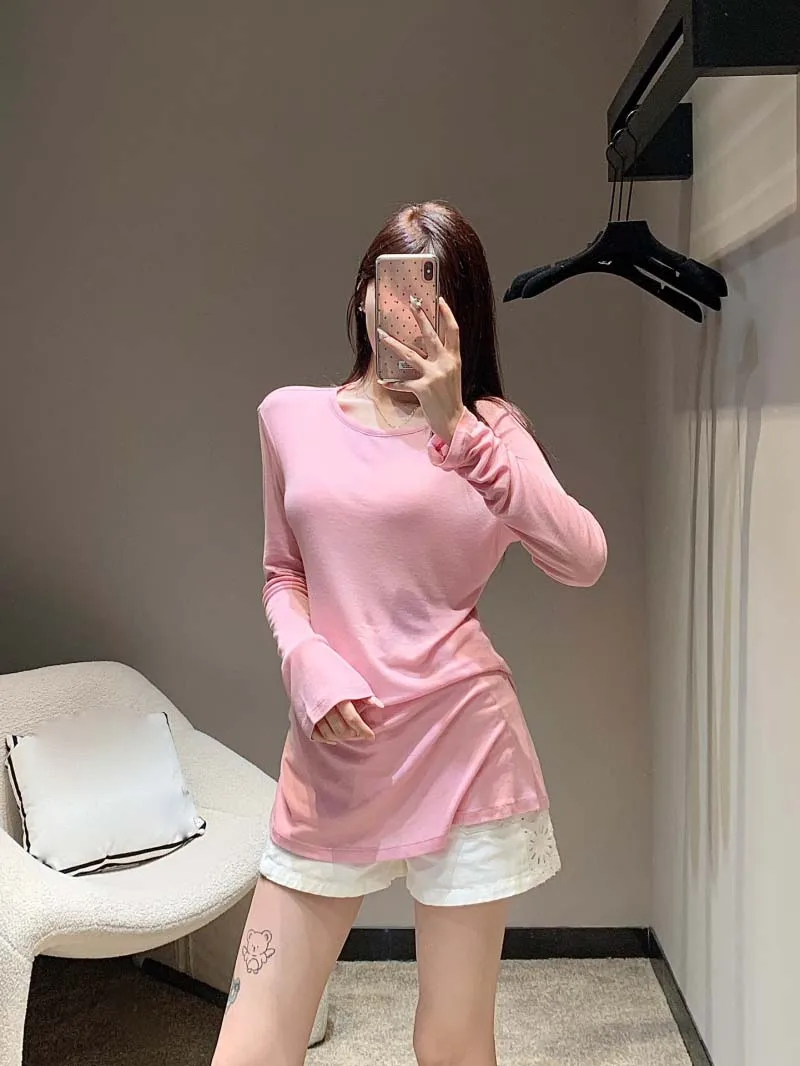 

Small niche design women's base shirt, fashionable loose casual thin style, long sleeved sunscreen T-shirt top