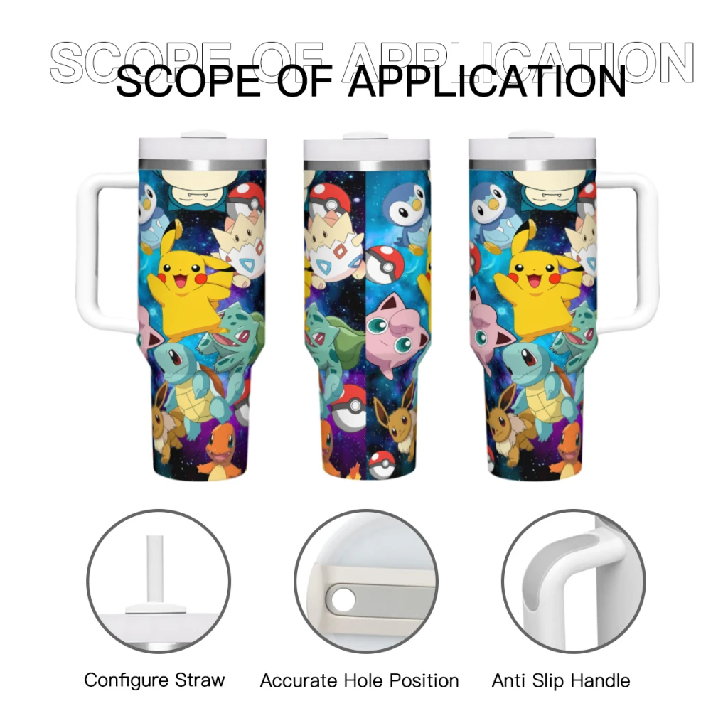 pokemon 40 Oz Ultimate Tumbler with Handle and Straw Vacuum Insulated Tumbler