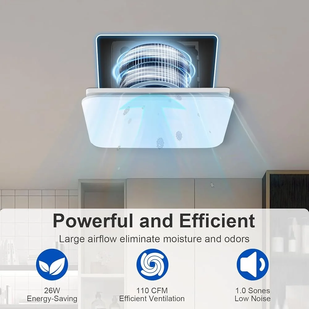 110 CFM الحمام مروحة العادم سوبر هادئة توفير الطاقة مروحة تهوية السقف سهلة التركيب موصل القناة المنزل مكتب فندق