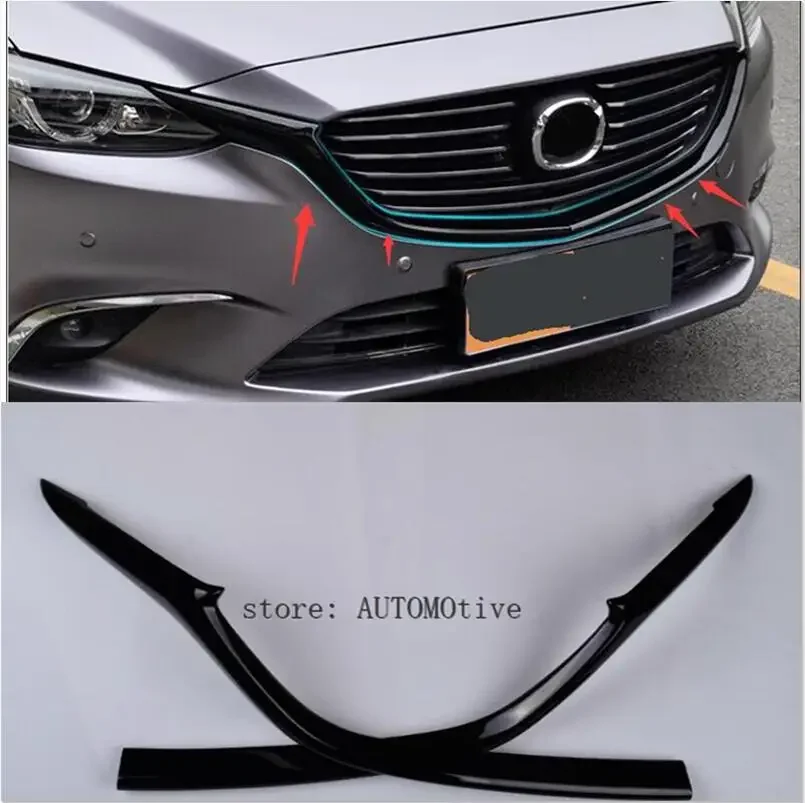 

For NEW Mazda 6 Car Grille Trim Strip 2016 2017 2018 ABS Material Black FRONT Bumper Full Grills Cover Trim MAZDA6 M6 Refit