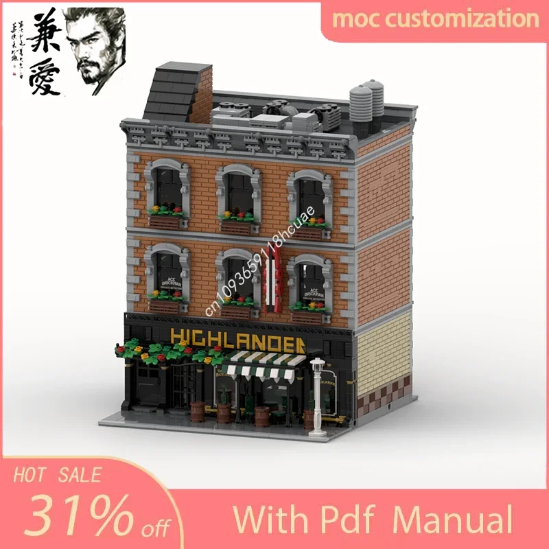 MOC Edificio modulare personalizzato The Highlander Pub Street View Modello Building Block Assemblaggio fai da te Mattoni educativi Giocattoli regalo per bambini