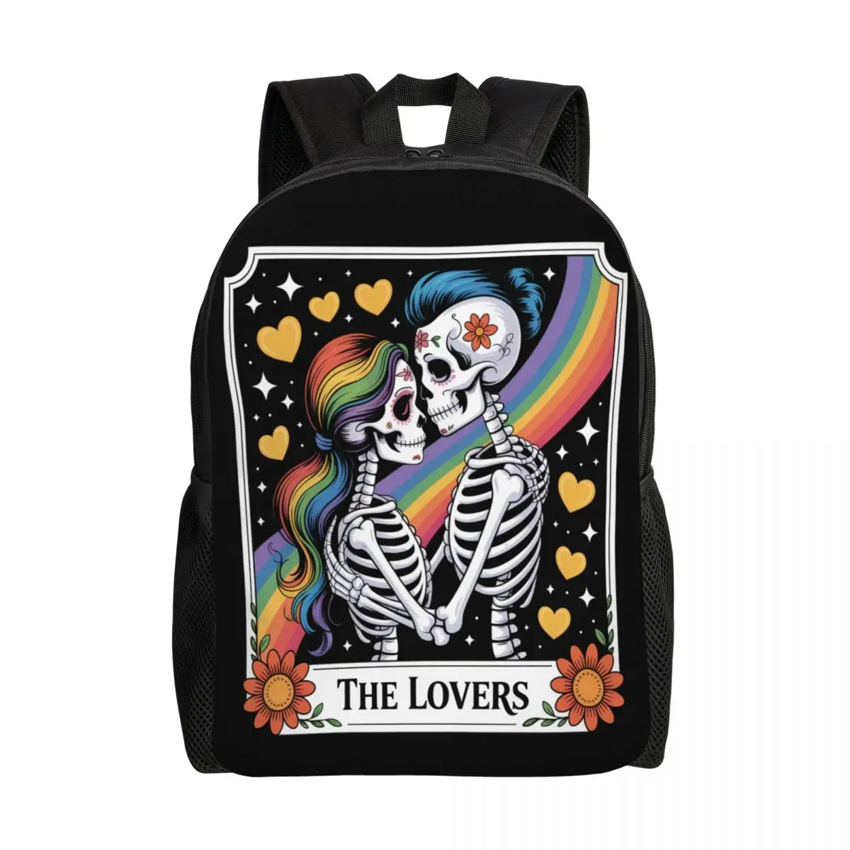 

Карты Таро для влюбленных, радужные поцелующие скелеты, рюкзаки, водонепроницаемые школьные сумки для колледжа, ко Дню святого Валентина, сумка для книг с принтом
