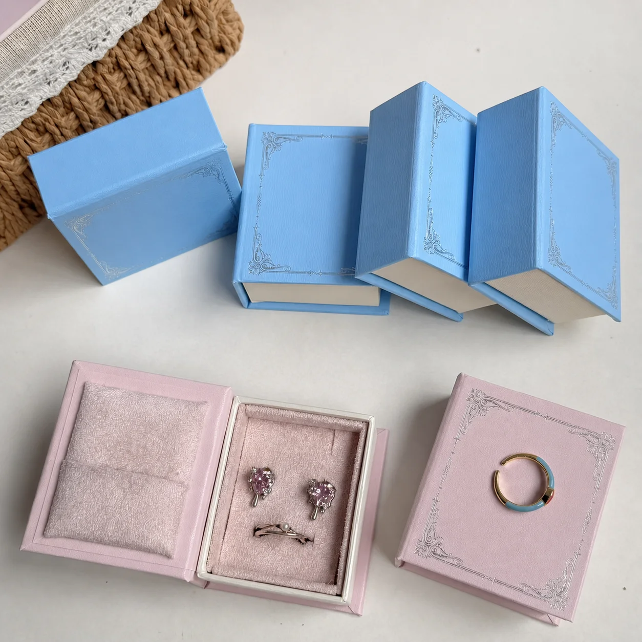 Ring Box Compact Book-Shaped Jewelry Box Earring Box Mini For Jewelry Packaging Daily Jewelry Organization Birthday Gifts