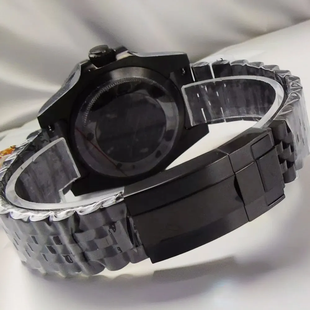 علبة زجاجية كريستالية من الياقوت الأسود 40 ملم مع 120 نقرة لساعة رجالية FIT NH ميكانيكية أوتوماتيكية 34 NH35 NH36