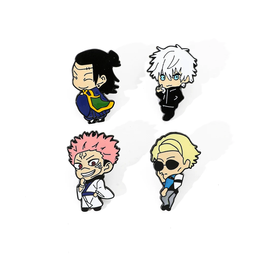 4 Pcs Anime ​​​​Brooch cute ​​​Geto Suguru​​ Ryōmen Sukuna ​​Enamel Pin Metal Badge Jewelry Clothing Backpack Accessories Gift