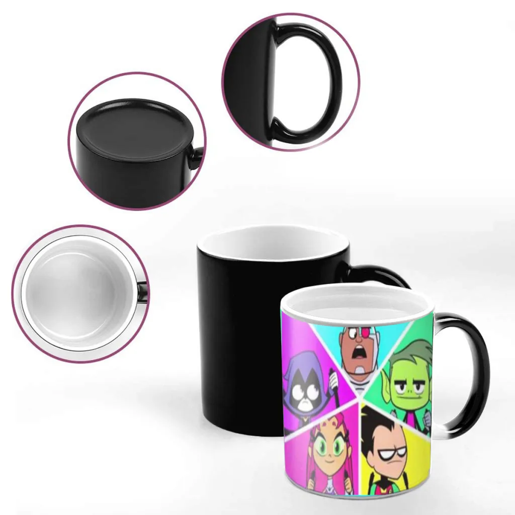 Cartoon T-TEEN-TITAN G-GO Coffee Mugs Creativ Color Changing Milk Tea Cup Ceramic Magic Heat Sensitive Mug Gifts