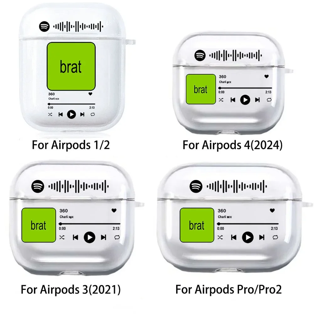 Music Charli XCX Brat Album Case for Airpod Pro2 1 2 3 4 Pro Hot Songs Playlist Wireless Headphone Cover for Air Pods 3rd Gen