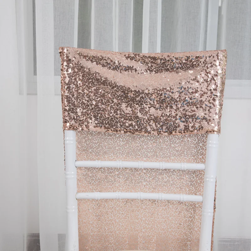 10PCS Decoration Sequin Chair Covers Hotel Banquet Party Wedding Chair Cover Gold Pink Silver Red Chair Cap 40X110CM