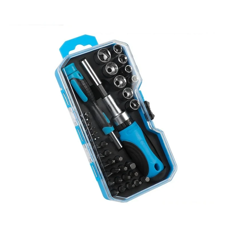 JUSTINLAU 34/44 PCS Multifunction Ratchet Screwdriver Bit Kit One Word Cross Hexagon Socket Head Small Screwdriver Set