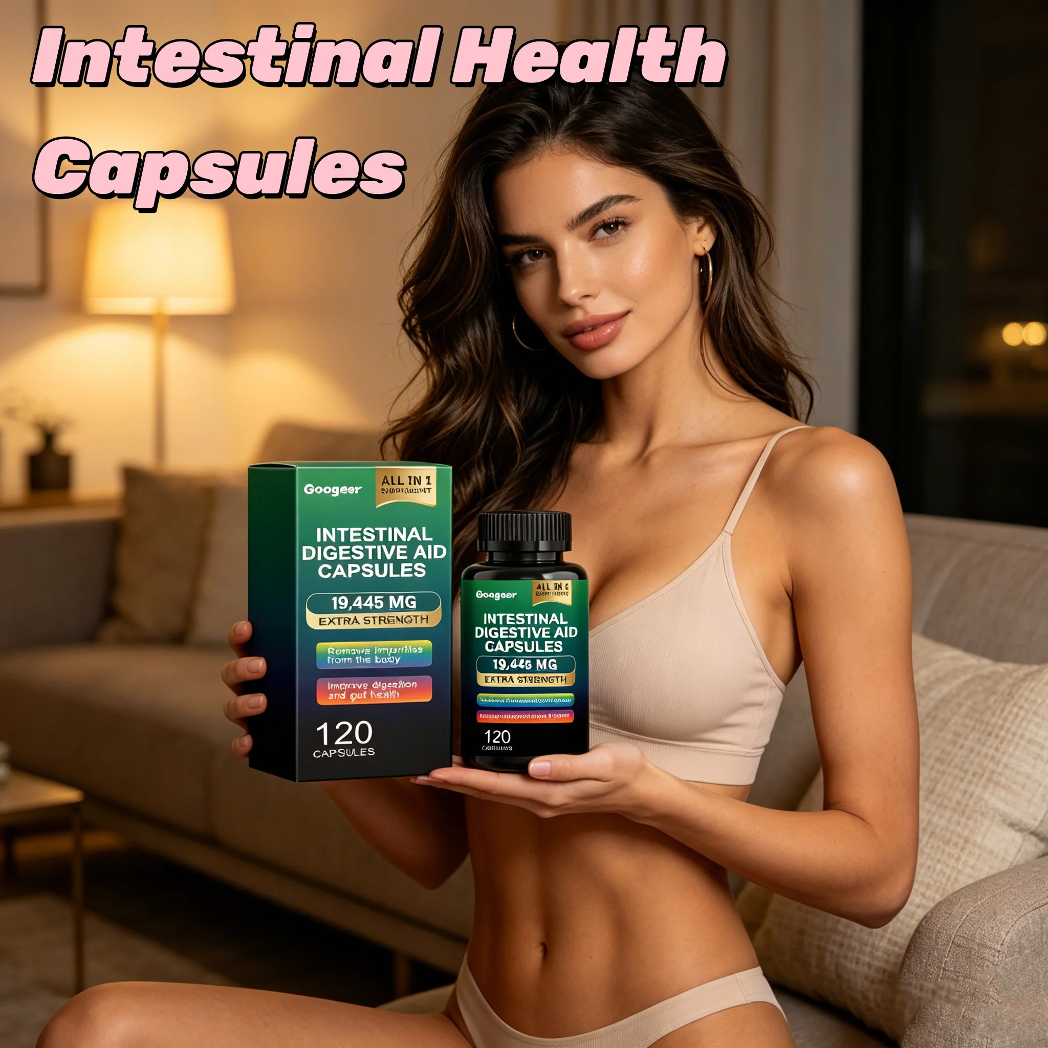 Herbal Intestinal Cleansing Pills Probiotic Gut Health Weight Management Supplement for Men Women