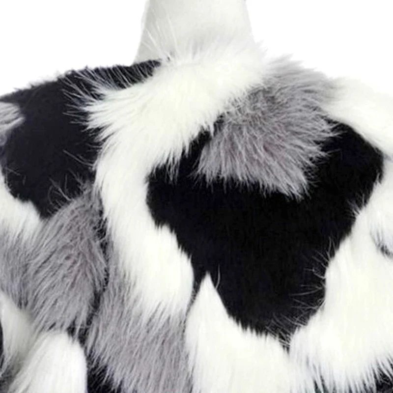 2024 Large Women\'s Warm Faux Fur Coat 6XL Winter Fashion Coat Jacket Camouflage Patchwork Retro Jacket