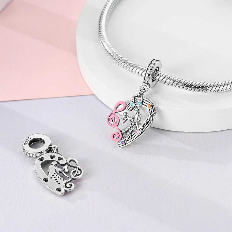 925 Sterling Silver Romantic Dance Charms Beads Dangle Fit 3mm Original Bracelet DIY Women Birthday Party Jewelry