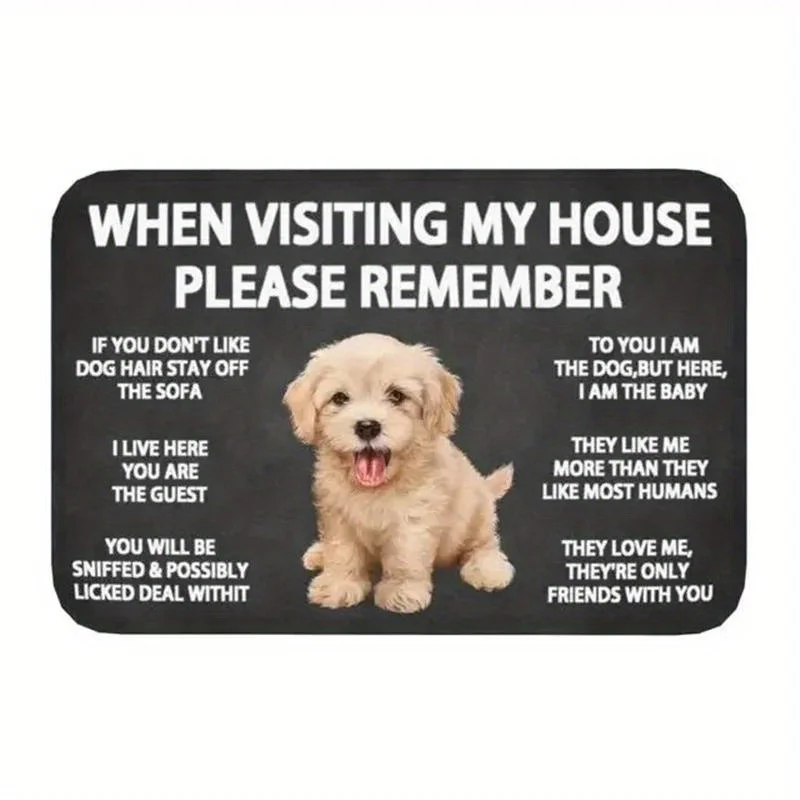 Cute Dog Doormat Home Welcome Carpet Please Remember Shih Tzu Dogs House Rules Entrance Footpad Kitchen Non-Slip Decorative Rug